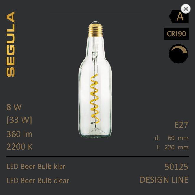 LED Beer Bulb Flaschenleuchte Designleuchtmittel Bierglühlampe Segula